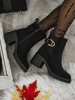 Botki damskie eko zamszowe na słupku Solenya