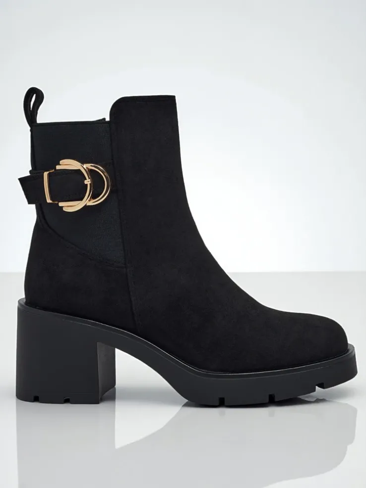 Botki damskie eko zamszowe na słupku Solenya