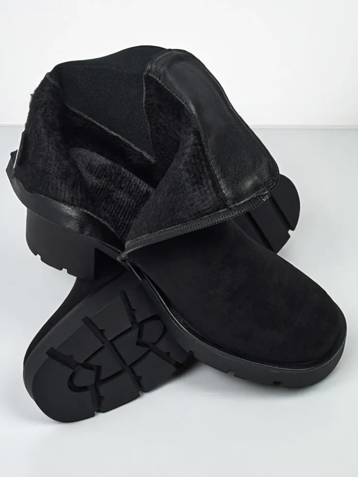 Botki damskie eko zamszowe na słupku Solenya