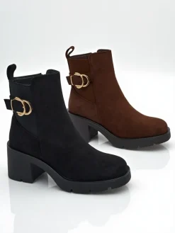 Botki damskie eko zamszowe na słupku Solenya