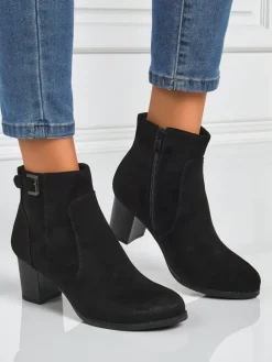 Botki damskie eko zamszowe na obcasie Crimson Dusk