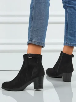 Botki damskie eko zamszowe na obcasie Crimson Dusk