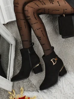 Botki damskie eko zamszowe na słupku Calyssa