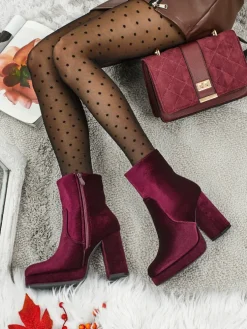 Botki damskie na słupku al'la Welur Miss