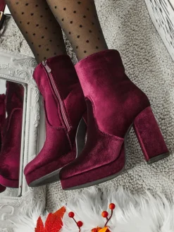 Botki damskie na słupku al'la Welur Miss