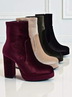 Botki damskie na słupku al'la Welur Miss