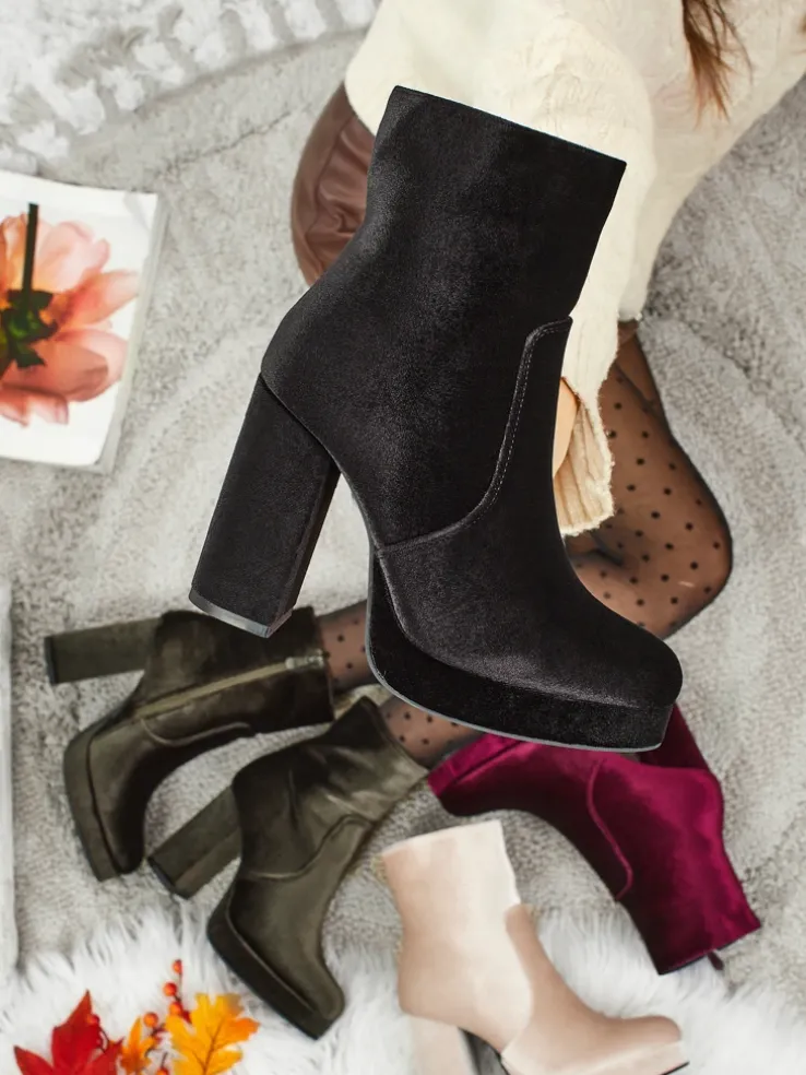 Botki damskie na słupku al'la Welur Miss