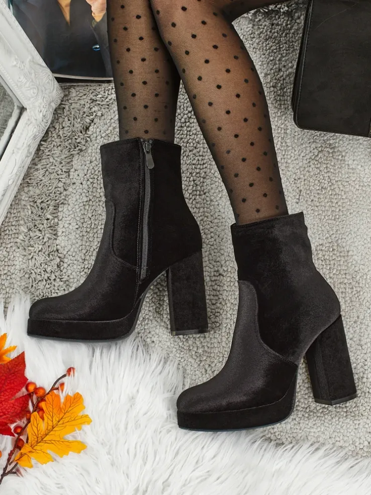 Botki damskie na słupku al'la Welur Miss