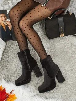 Botki damskie na słupku al'la Welur Miss