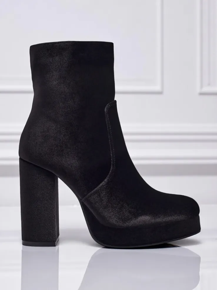 Botki damskie na słupku al'la Welur Miss