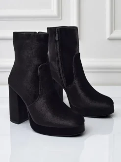 Botki damskie na słupku al'la Welur Miss