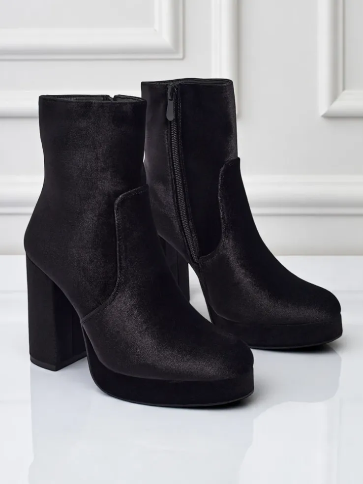 Botki damskie na słupku al'la Welur Miss