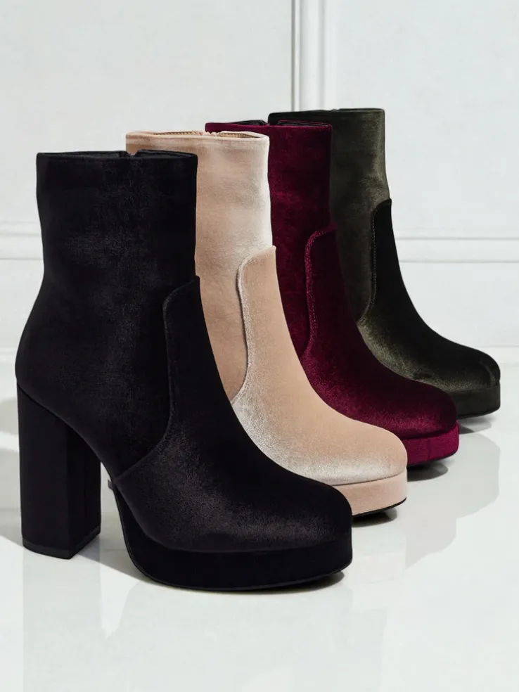 Botki damskie na słupku al'la Welur Miss