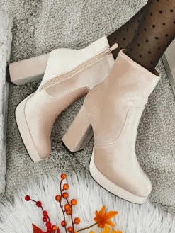 Botki damskie na słupku al'la Welur Miss