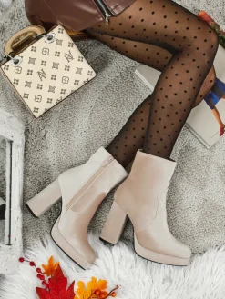 Botki damskie na słupku al'la Welur Miss