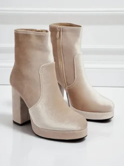 Botki damskie na słupku al'la Welur Miss