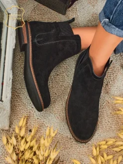 Botki damskie z naturalnego zamszu Cuoio Elegante