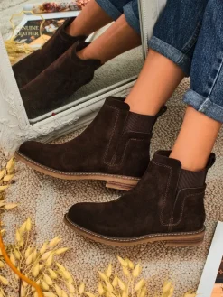 Botki damskie z naturalnego zamszu Cuoio Elegante