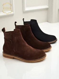 Botki damskie z naturalnego zamszu Cuoio Elegante