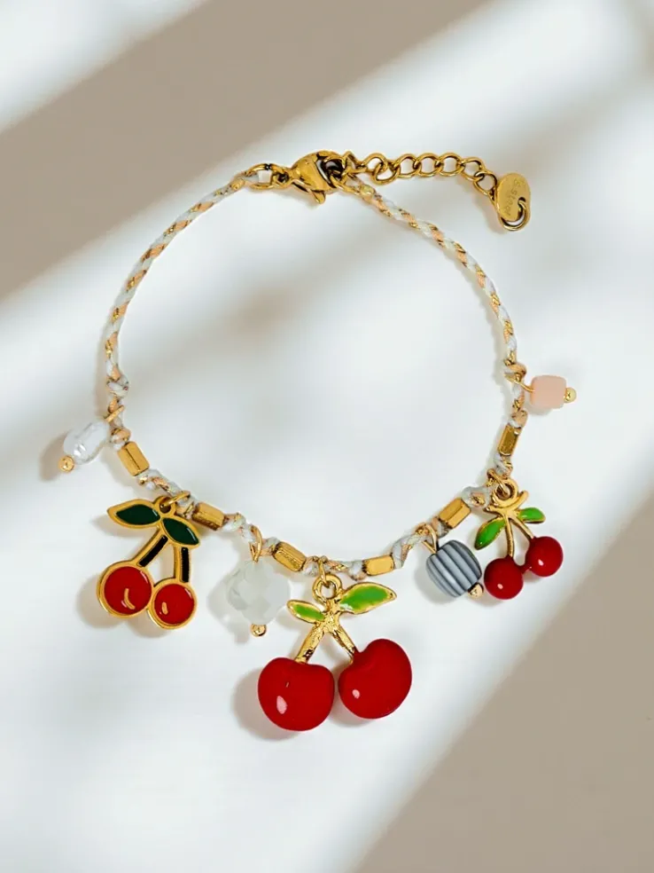 Bransoletka Ariadna Cherry– kolorowe charmsy i złociste detale