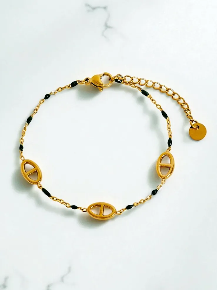 Bransoletka Callisto Aurea z koralikami pozłacana