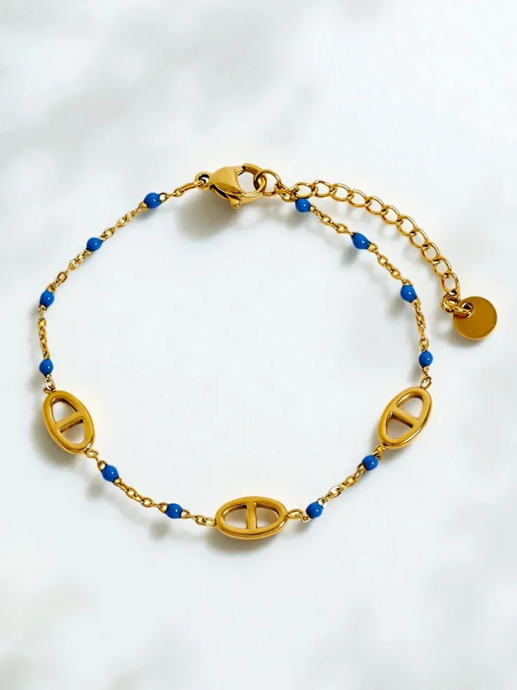 Bransoletka Callisto Aurea z koralikami pozłacana