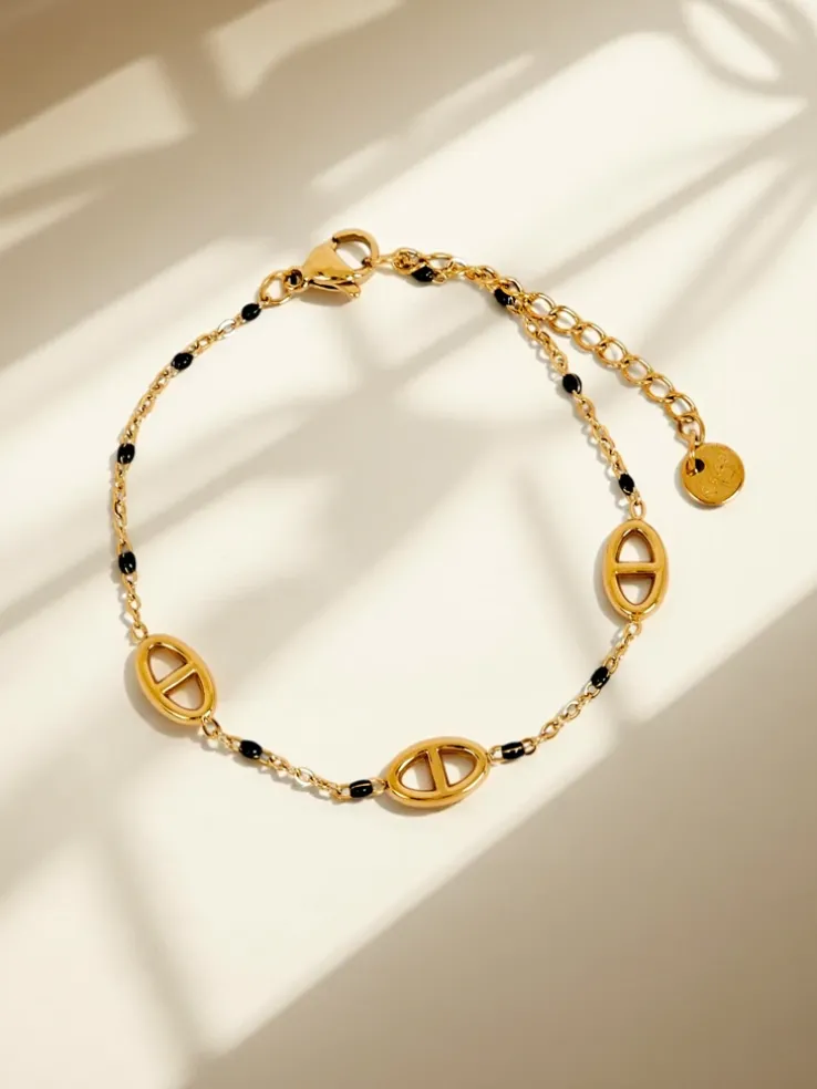 Bransoletka Callisto Aurea z koralikami pozłacana