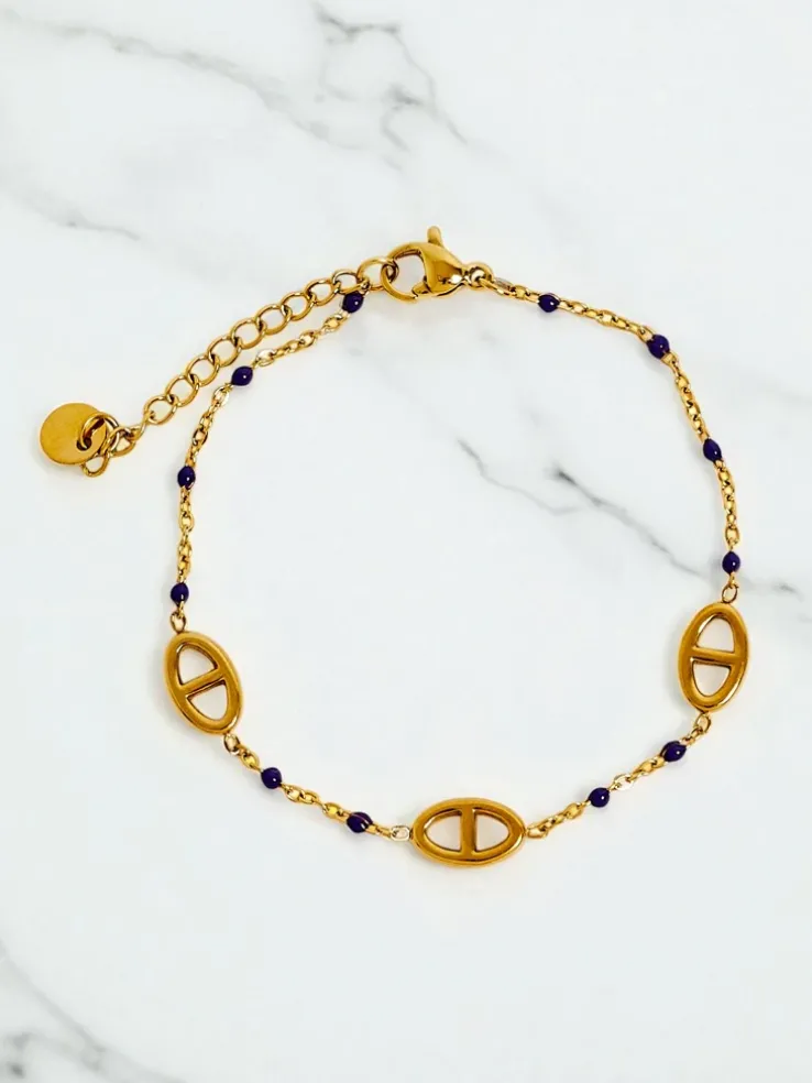 Bransoletka Callisto Aurea z koralikami pozłacana