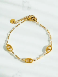 Bransoletka Callisto Aurea z koralikami pozłacana