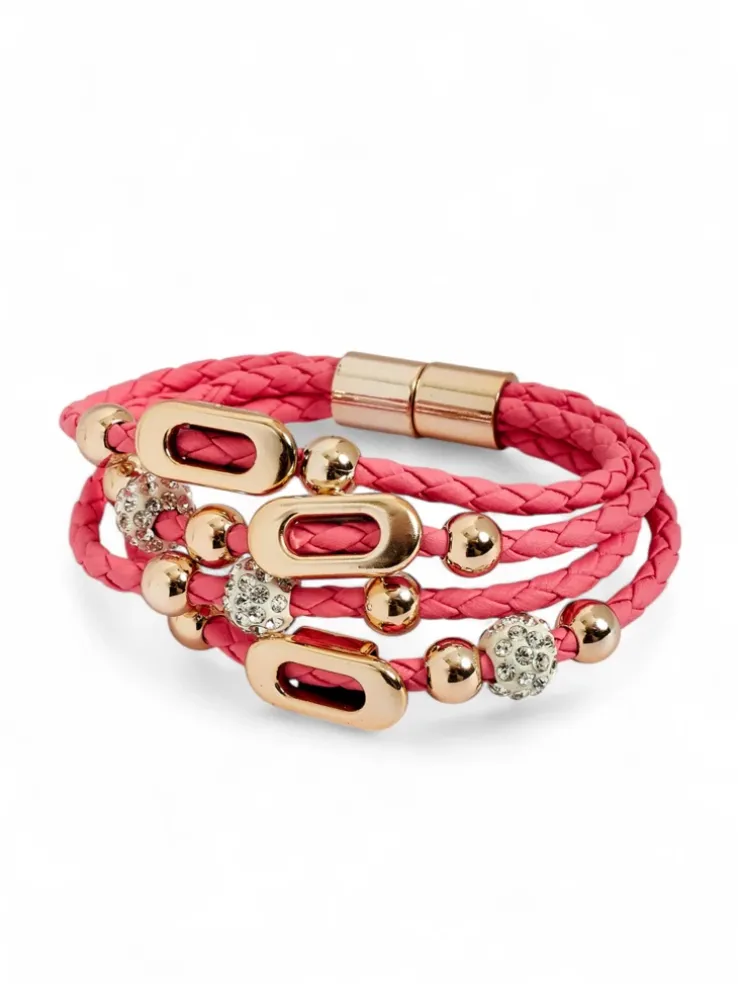 Bransoletka damska z koralikami i cyrkoniami