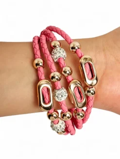 Bransoletka damska z koralikami i cyrkoniami