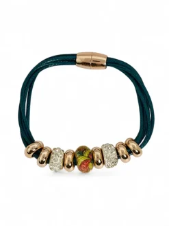 Bransoletka damska z koralikami i cyrkoniami