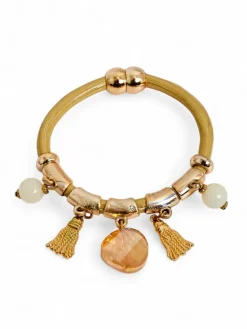 Bransoletka damska z koralikami i brokatem