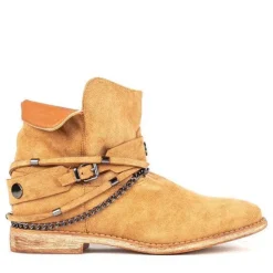 Brązowe botki a'la kowbojki na krytym koturnie Salem - Obuwie