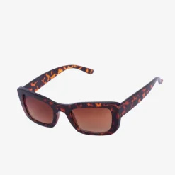 Brązowe damskie wąskie okulary przeciwsłoneczne w panterkę - Akcesoria