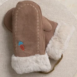 Brązowe dziecięce rękawiczki na sznurku i z jednym palcem - Rękawiczki