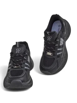 Buty sportowe damskie Royalfashion Hypatia czarne na płaskim obcasie 5 cm