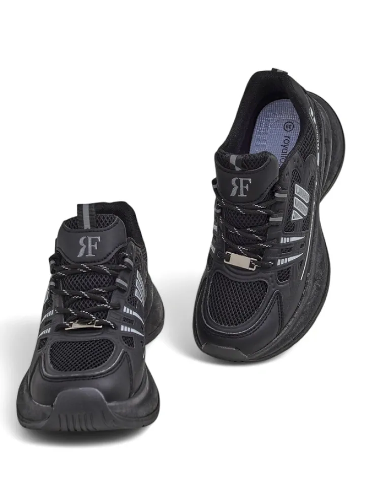 Buty sportowe damskie Royalfashion Hypatia czarne na płaskim obcasie 5 cm