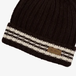 Ciemnobrązowa męska czapka z domieszką wełny - Akcesoria