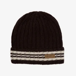 Ciemnobrązowa męska czapka z domieszką wełny - Akcesoria