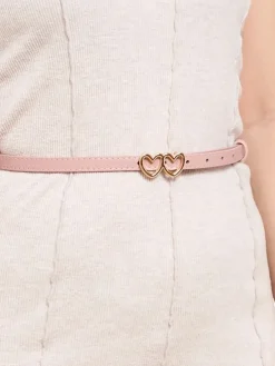 Cienki damski pasek do spodni casualowy z klamerką w serduszka