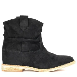 Czarne botki a'la kowbojki na krytym koturnie Daressco - Obuwie