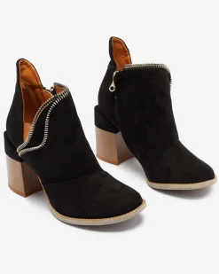 Czarne damskie ocieplane botki na słupku Mukis - Obuwie