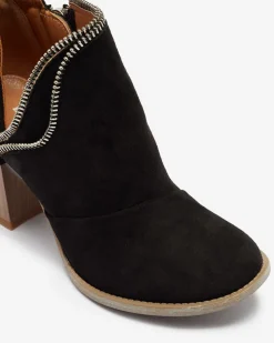 Czarne damskie ocieplane botki na słupku Mukis - Obuwie