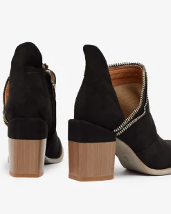 Czarne damskie ocieplane botki na słupku Mukis - Obuwie