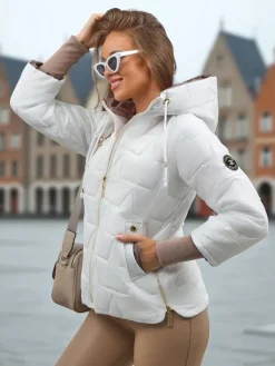 Damska kurtka pikowana z kapturem i ściągaczami na rękawach Silent Ridge