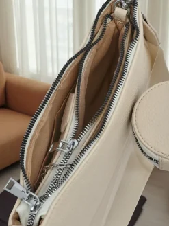 Damska torebka skórzana Perseida Multi Beige z łańcuszkiem i saszetką