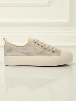 Damskie beżowe tenisówki Callista Mesh – płaski obcas, kolekcja Lato Jesień
