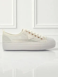 Damskie białe sneakersy Ariadne Mesh – przewiewne trampki na płaskiej podeszwie