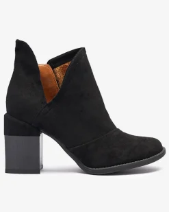 Damskie botki na słupku z wycięciami w kolorze czarnym Encura- Obuwie